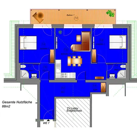 アパート Heimdall Mit Balkon - Odins Blick 7 - Erholung Pur Am Privatstrand